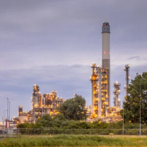 Modern oil refinery at Pernis Europoort Rotterdam industrial harbor area