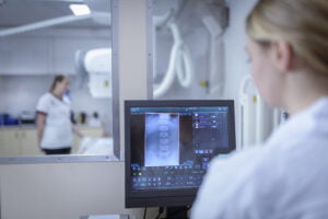 Radiologists set up x-ray machine in hospital